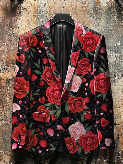 Vintage Style 3D Baroque Rose Print Gothic Jacket