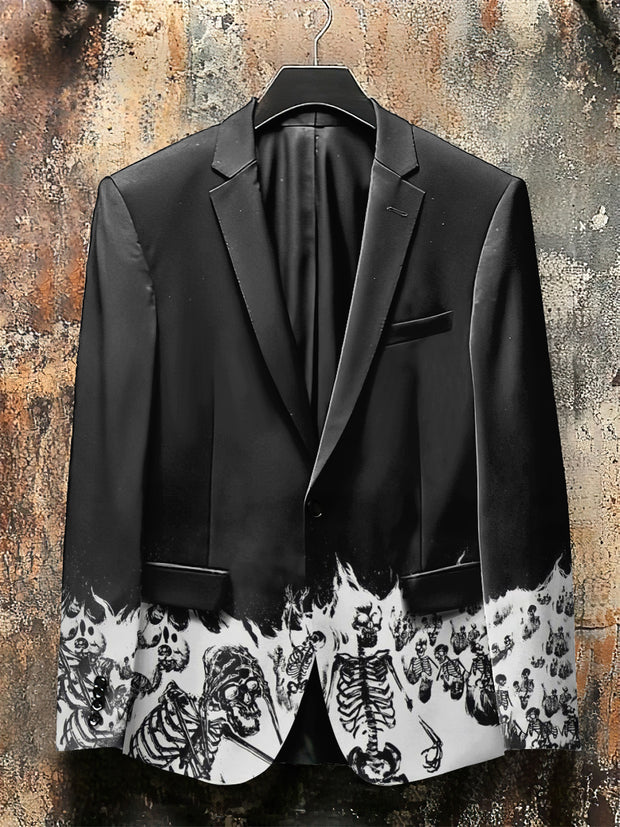 Vintage Style 3D Baroque Skull Print Gothic Jacket