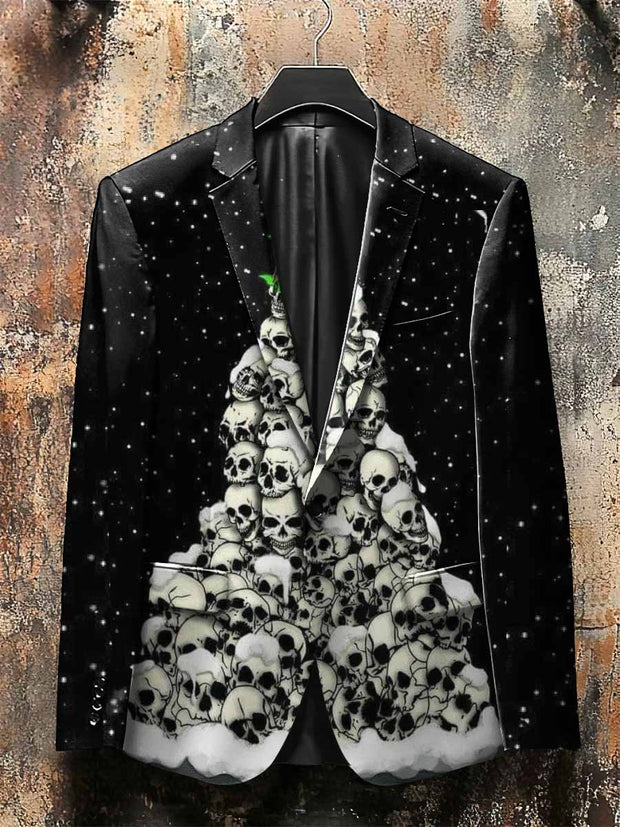 Dark Style 3D Snow Skeleton Print Gothic Jacket