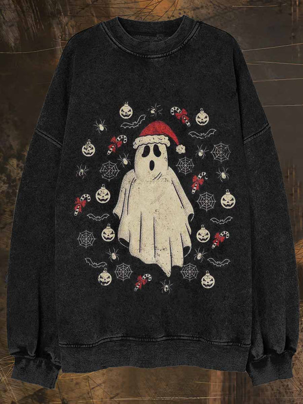 Unisex Ghost Chrismas Print Halloween Crew Neck Casual Sweatshirt