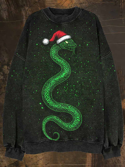 Unisex Snake Chrismas Print Halloween Crew Neck Casual Sweatshirt