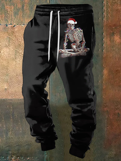 Men's Christmas Skull Print Sweatpants