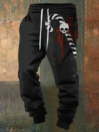 Men's Christmas SKull Cane Print Sweatpants