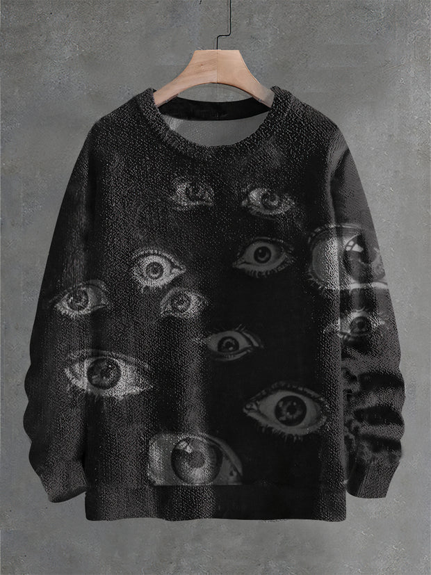 Vintage  Fantasy Eyes Art Print Casual Knit Pullover Sweater