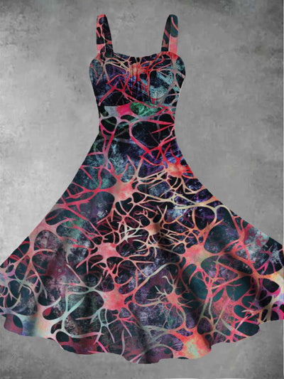 Women's Retro Abstract Art Printed Casual Fashion Sleeveless Dress