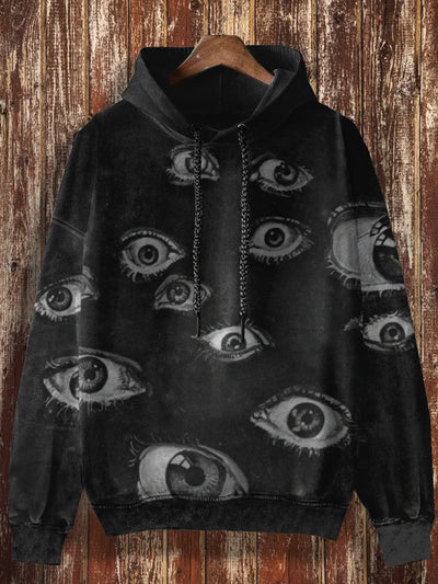 Unisex  Fantasy Eyes Print Halloween Casual Hooded Sweatshirt