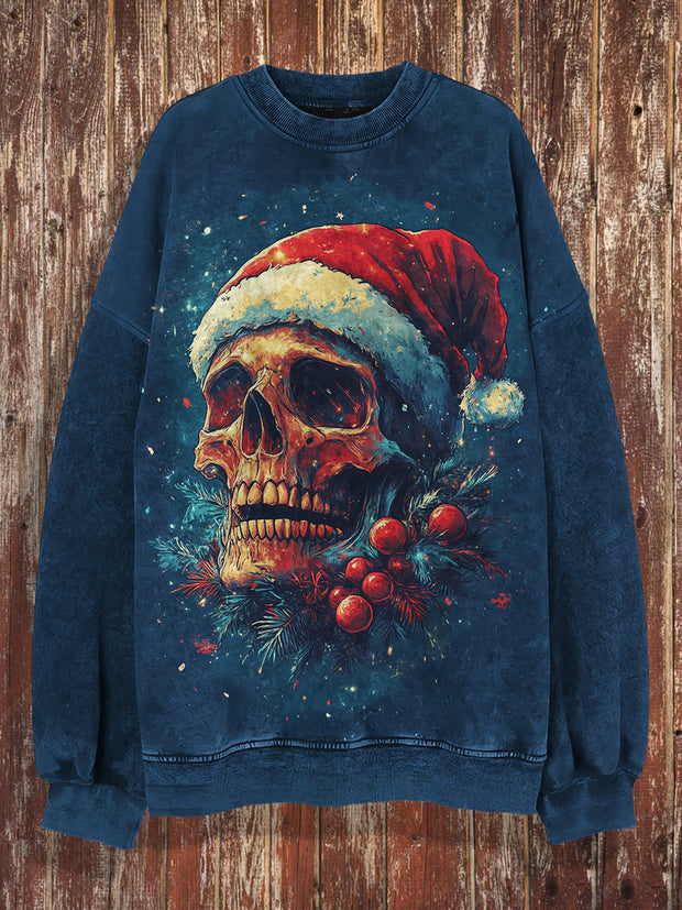 Unisex Skeleton Print Christmas Crew Neck Casual Sweatshirt