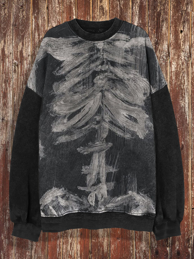 Unisex Skeleton Print Crew Neck Casual Sweatshirt