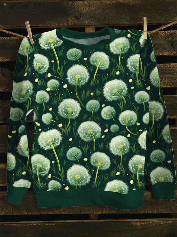 Unisex Abstract Blowball Print Long Sleeve Sweatshirt