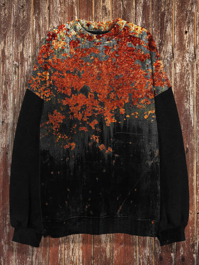 Unisex Fallen Leaves Print Crew Neck Casual Sweatshirt