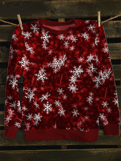 Unisex Snowflake Print Long Sleeve Sweatshirt