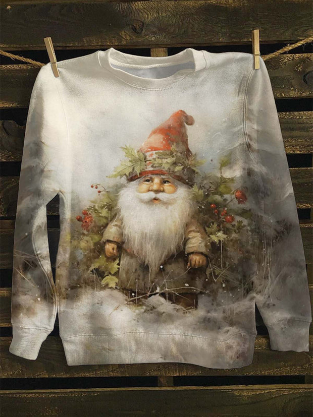 Unisex Christmas Gnome Print Sweatshirt