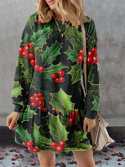 Women's Cherry Abstract Print Casual Sweatshirt Dress