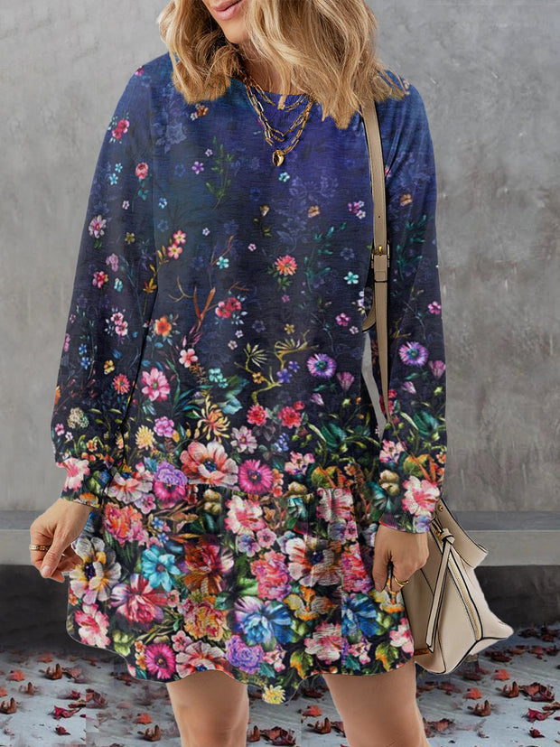 Women's Floral Abstract Print Casual Daily Sweatshirt Dress