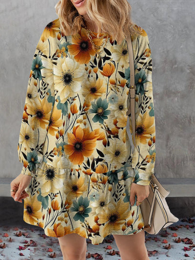 Women's Sunflowers Abstract Print Casual Sweatshirt Dress