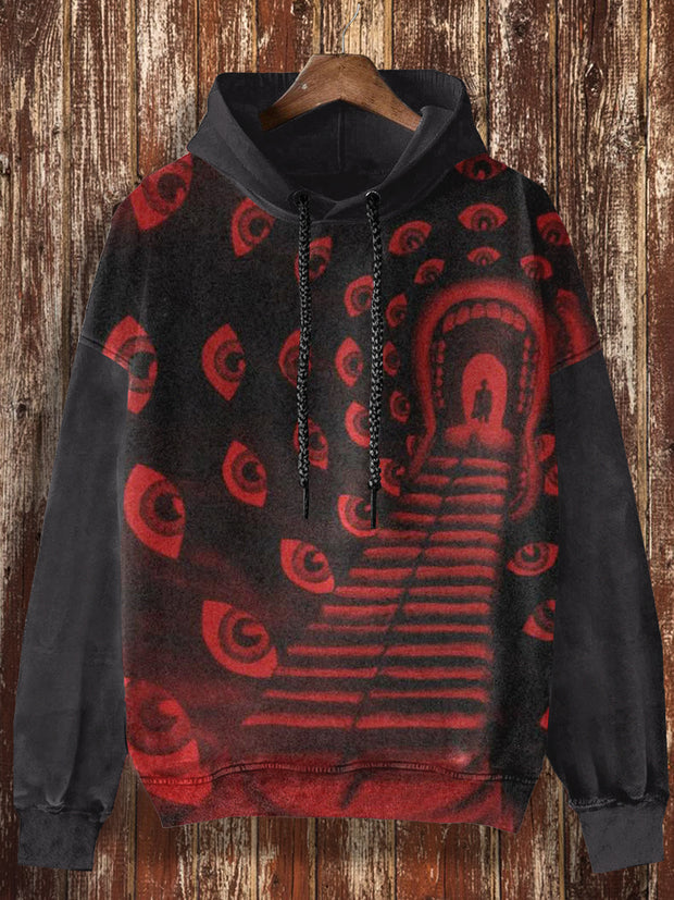 Unisex Devil's Road Print Casual Hooded Sweatshirt