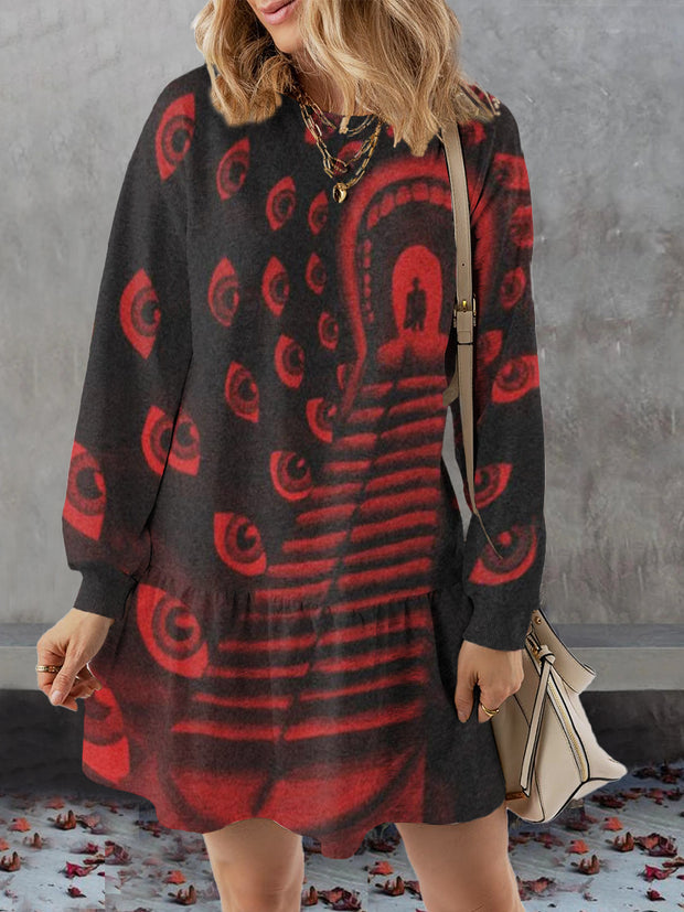 Women's Devil's Road Print Casual Sweatshirt Dress