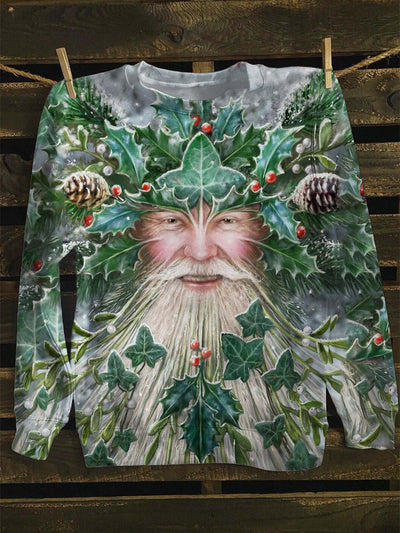 Unisex Christmas Holly King Printed Casual Sweatshirt