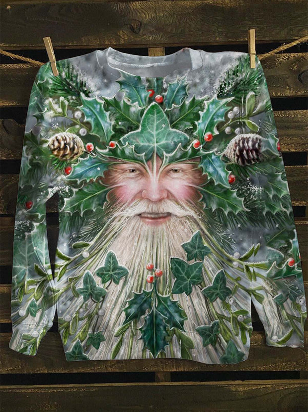 Unisex Christmas Holly King Printed Casual Sweatshirt