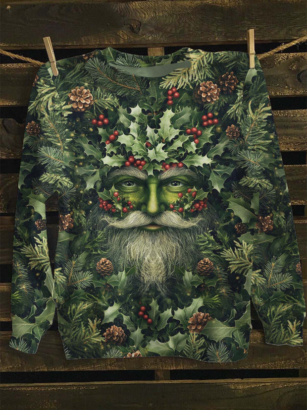 Unisex Christmas Holly King Printed Casual Sweatshirt