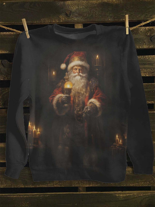 Unisex Vintage Santa Print Casual Sweatshirt