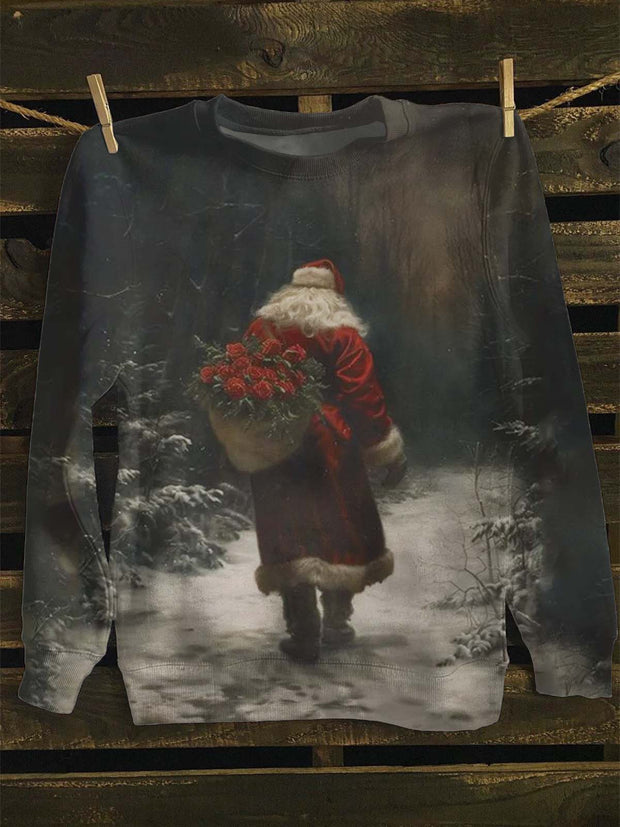 Unisex Vintage Santa Print Casual Sweatshirt