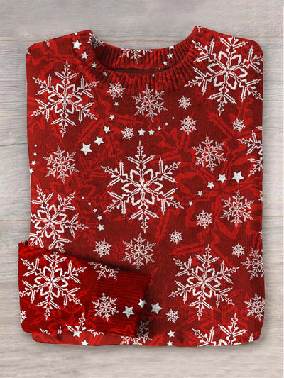 Unisex Christmas Snowflake Print Casual Crew Neck Sweater