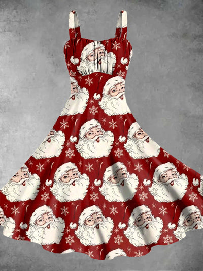 Women's Santa Claus Print Design Pinafore Dresses