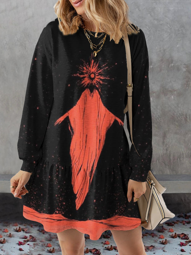 Women's Weird Abstract Print Casual Sweatshirt Dress