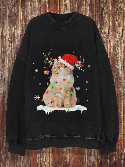 Unisex Christmas Garfield Print Crew Neck Casual Sweatshirt