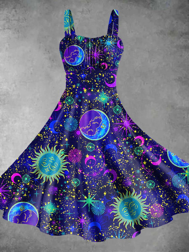 Women's J Gradient Star Moon Sun Print Suspender Dress