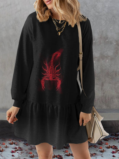 Women's Scorpion Print Casual Sweatshirt Dress