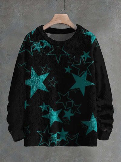 Unisex Abstract Pentagram Print Crew Neck Casual Sweatshirt