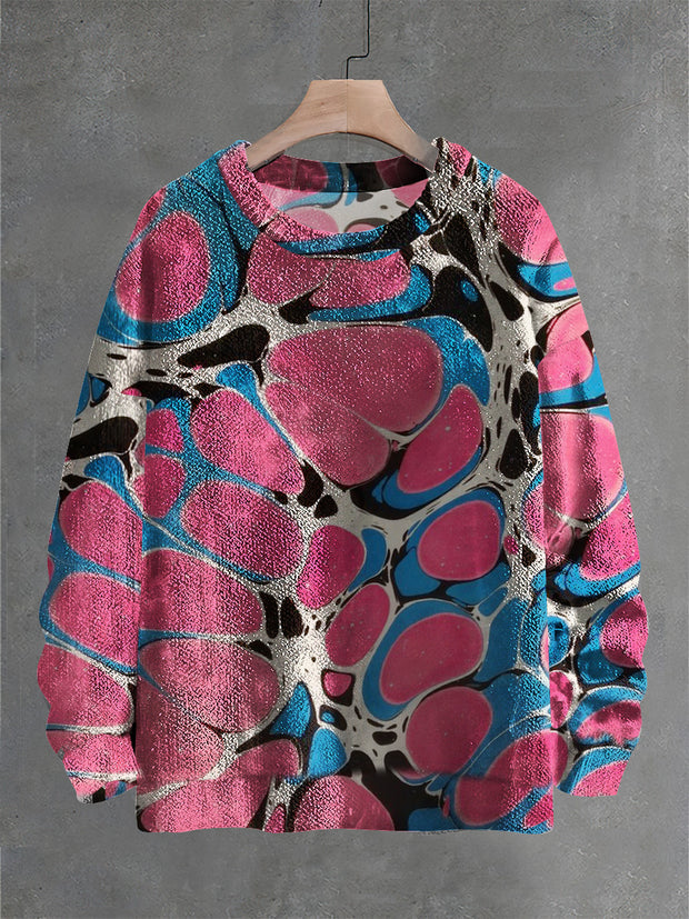 Vintage Fantasy Abstract Art Print Casual Knit Pullover Sweater