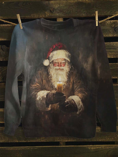 Unisex Santa Print Crewneck Sweatshirt