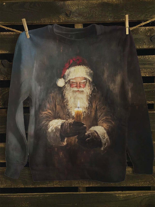 Unisex Santa Print Crewneck Sweatshirt