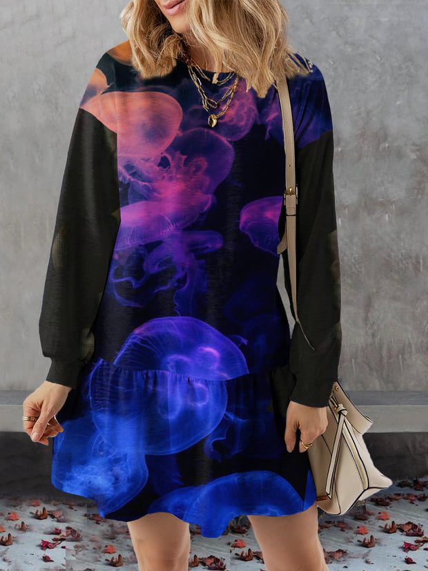 Women's Jellyfish Abstract Print Casual Sweatshirt Dress