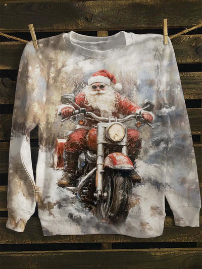 Unisex Santa Print Crewneck Sweatshirt