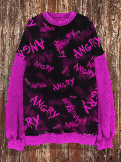 Unisex Angry Print Punk Crew Neck Casual Sweatshirt