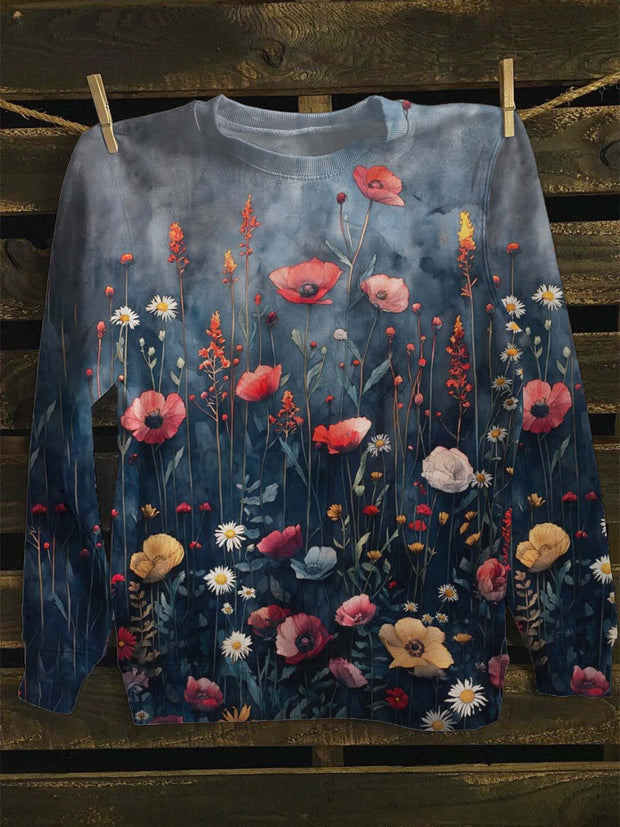 Unisex Floral Print Casual Sweatshirt