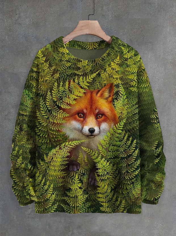 Unisex Fox Print Casual Sweater