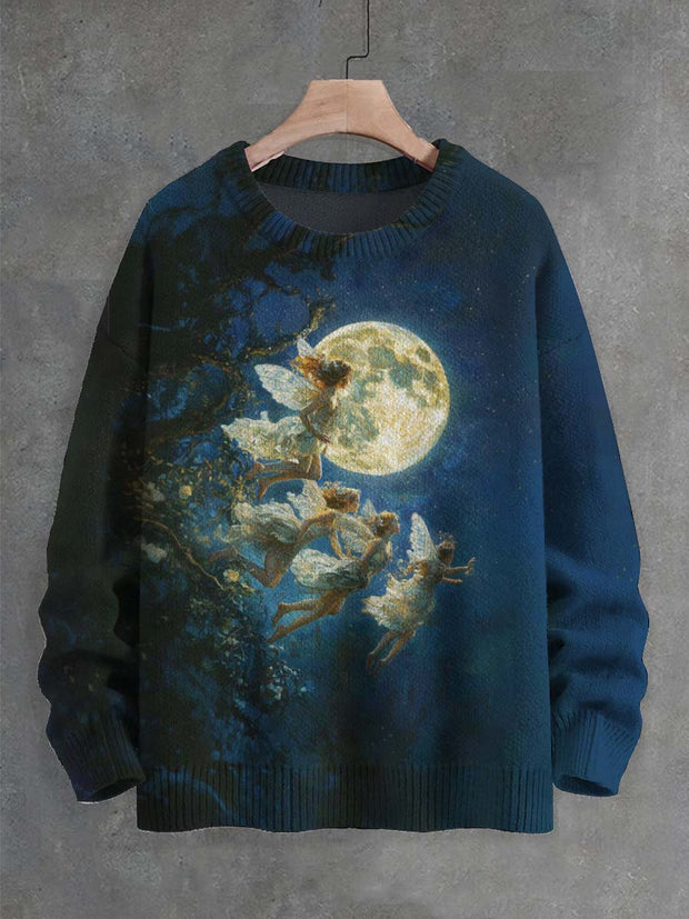 Unisex Moonlight Elf Printed Casual Sweater