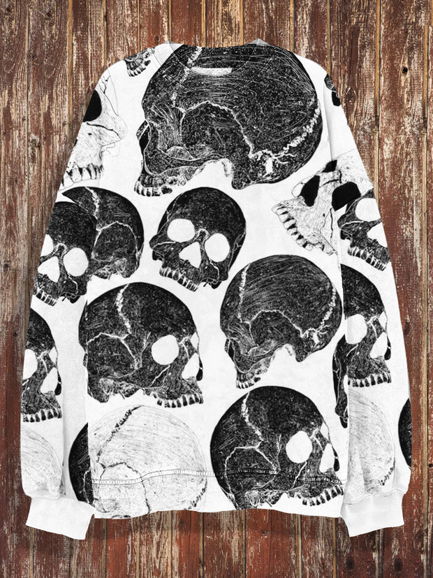 Unisex Punk SKull Print Crew Neck Casual Sweatshirt