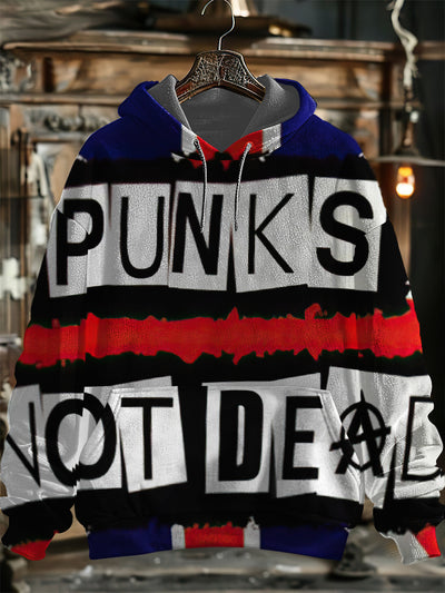 Unisex Punk Is Not Dead Print Hooded Sweatshirt With Pocket