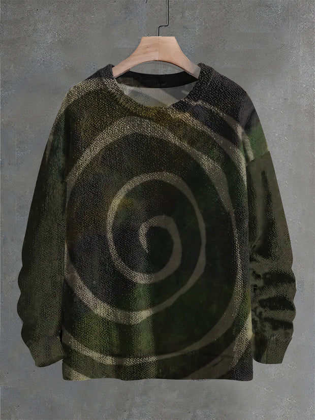 Vintage Abstract Punk Art Print Casual Knit Pullover Sweater