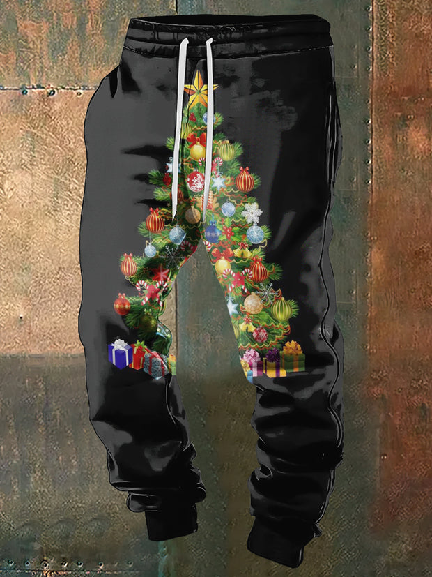 Men's Abstract Christmas Tree Print Sweatpants