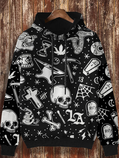 Unisex cartoon pattern printed casual and fashionable loose long sleeved hooded sweatshirt