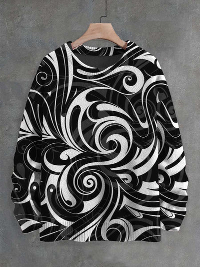 Unisex Colorful Printed Casual Crew Neck Sweater