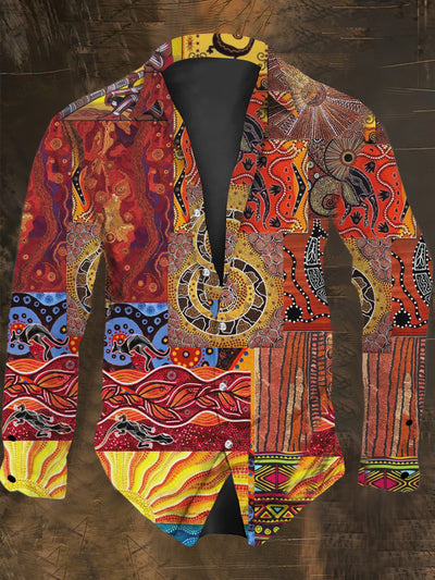 Men's Bohemian Abstract Print Casual Shirt Long Sleeve