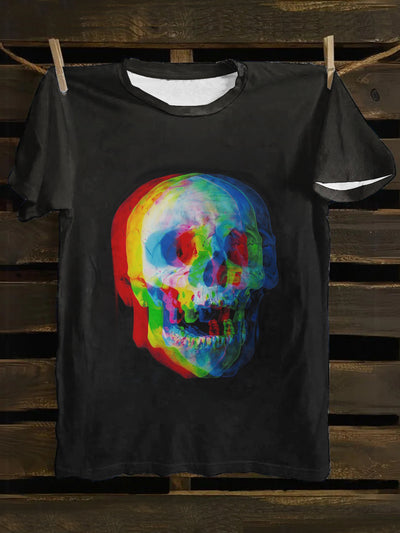 Unisex  Punk Skull Art Print Casual Short Sleeves T-Shirt